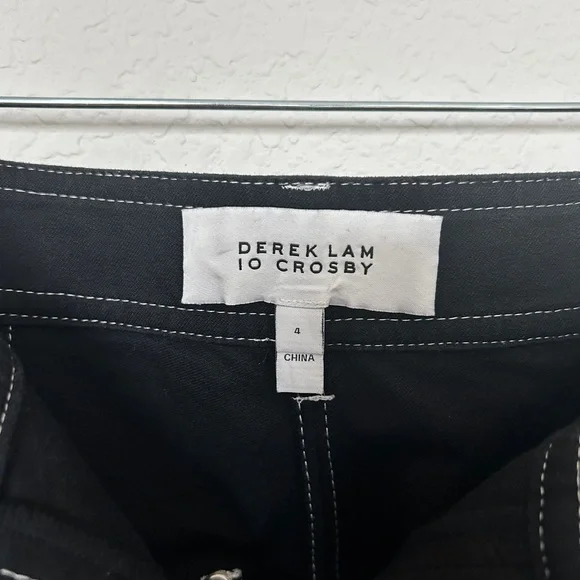 Derek Lam Black Cropped Pants with White Stitching - Picture 5 of 7